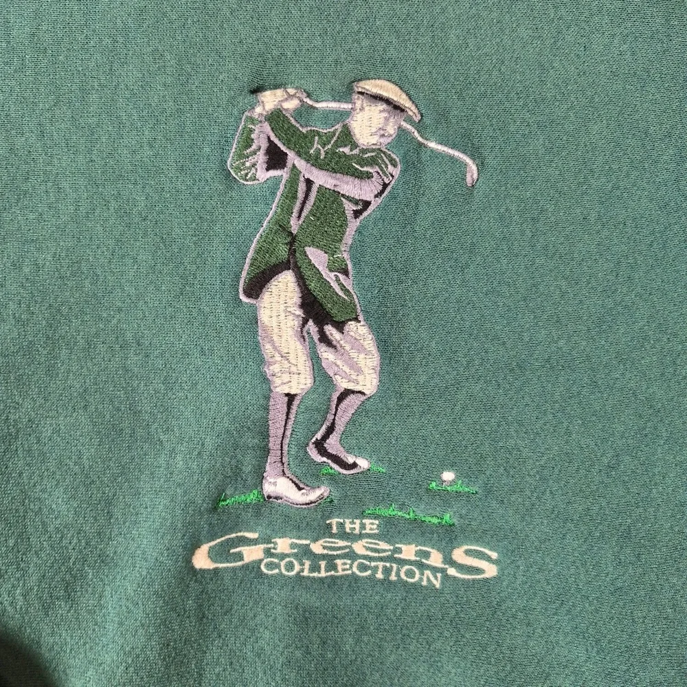 Vintage The Greens Collection Sweatshirt Mens L Green Embroidered Golf Crewneck